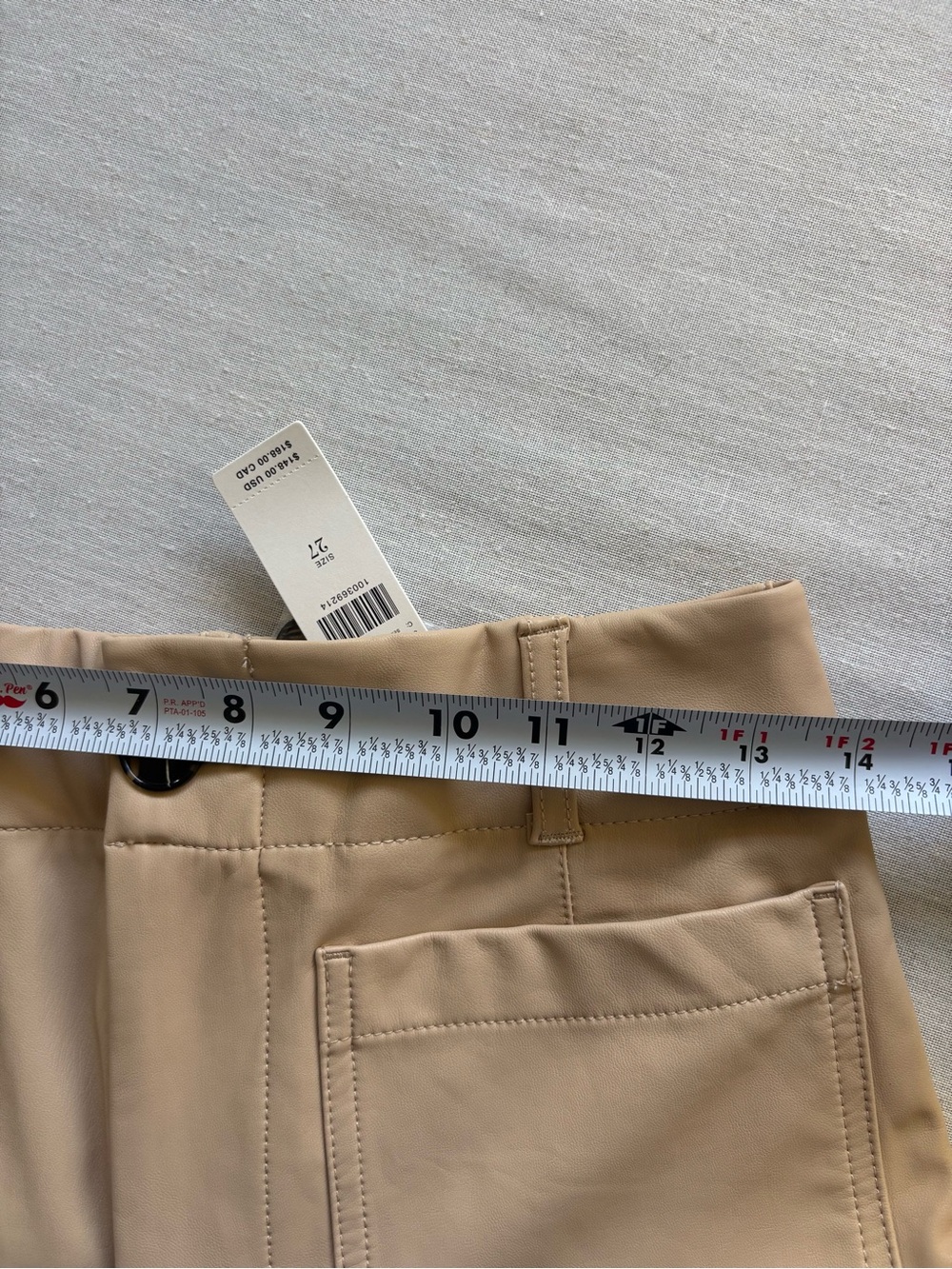 NWT Anthropologie Maeve Colette Beige Faux Leather Wide Leg Crop Pants 27 - Picture 7 of 10